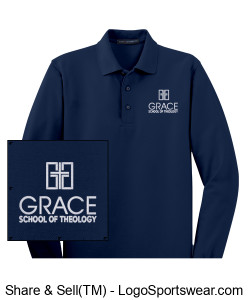 Grace Long Sleeve Polo Shirt in Navy Blue Design Zoom